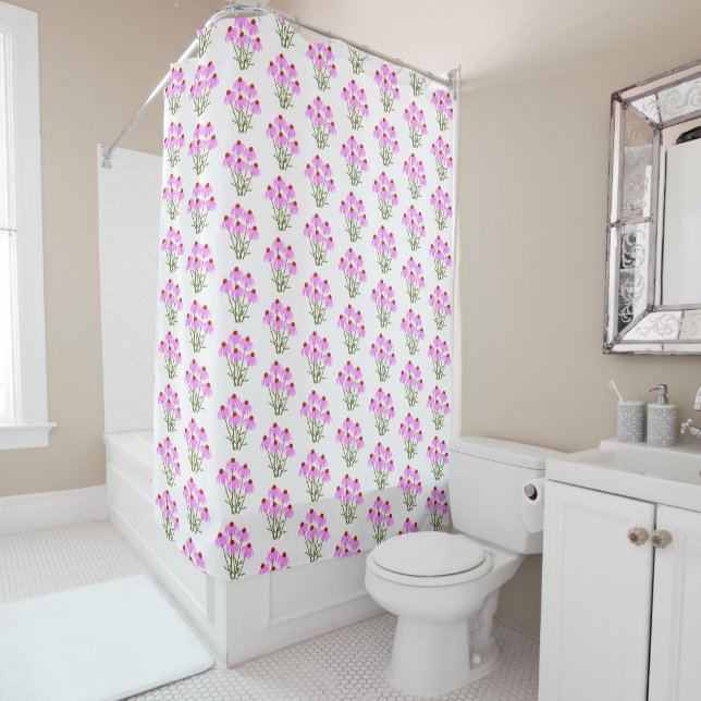 Purple Cornflowers Shower Curtain (In Situ)