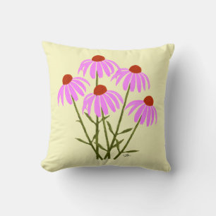 Purple Cornflowers Throw Pillow