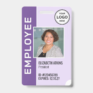 Purple Corporate Logo Employee Photo Badge ID Badge