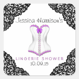 Purple Corset & Black Lace Lingerie Shower Sticker