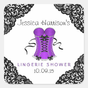 Purple Corset & Black Lace Lingerie Shower Sticker