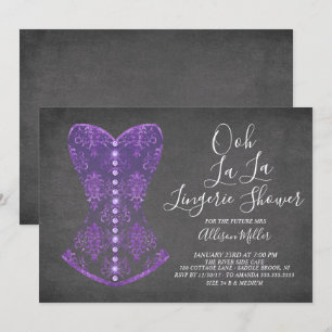 Purple Corset Lingerie Bridal Shower Invitation