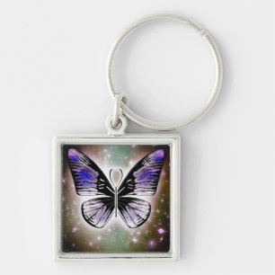 Purple Cosmic Butterfly Key Ring