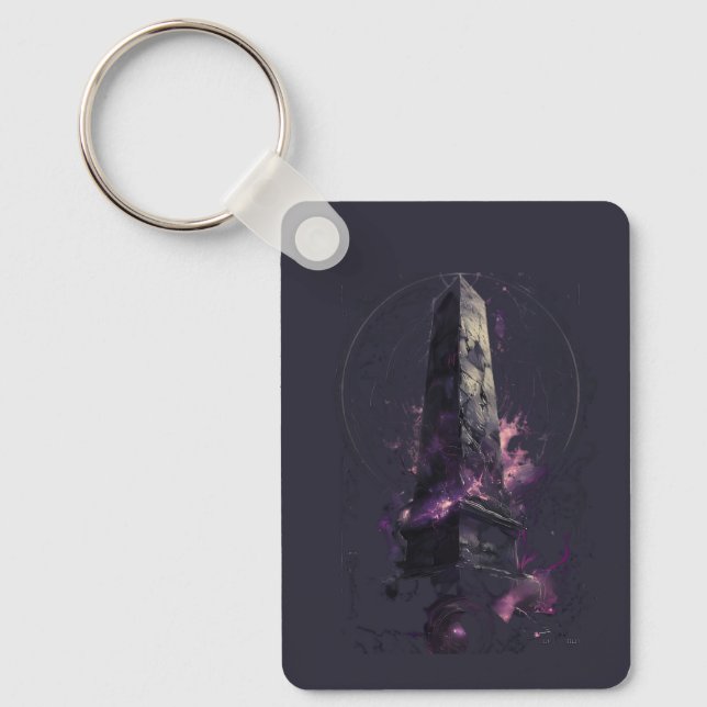 Purple Cosmic Obelisk Occult Dark Art  Key Ring (Front)