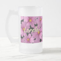 Purple Cosmos Flower Design on a Black Background