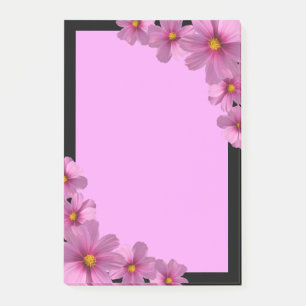 Purple Cosmos Flower Design on a Black Background Post-it Notes
