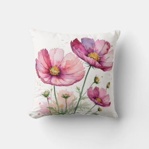 Purple cosmos flowers cushion