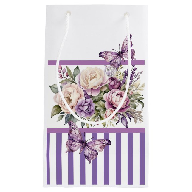 Purple Cottage Floral Small Gift Bag  (Front)