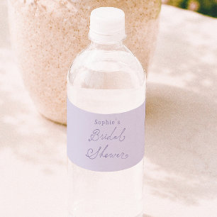 Purple Cottagecore Typography Bridal Shower Water Bottle Label