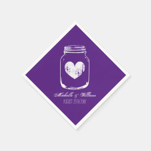 Purple country chic mason jar wedding napkins