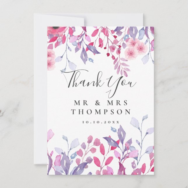 Purple Country Wildflowers Floral Wedding Card (Front)