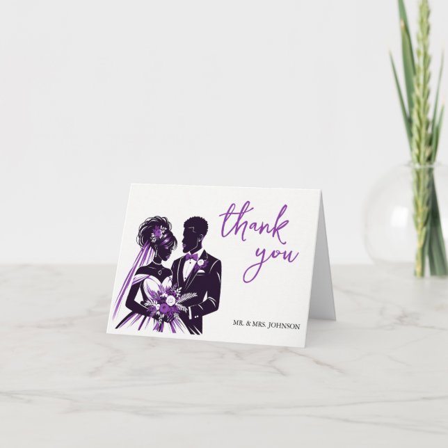 Purple Couple Thank You Note Card (Front)