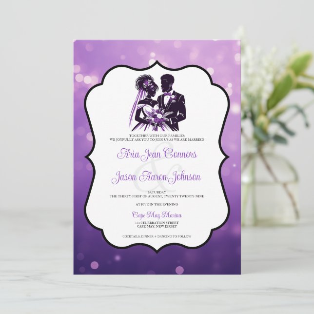 Purple Couple Wedding Invitation (Standing Front)