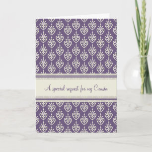 Purple Cousin Matron of Honour Invitation Card