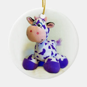 Purple Cow Ceramic Tree Decoration