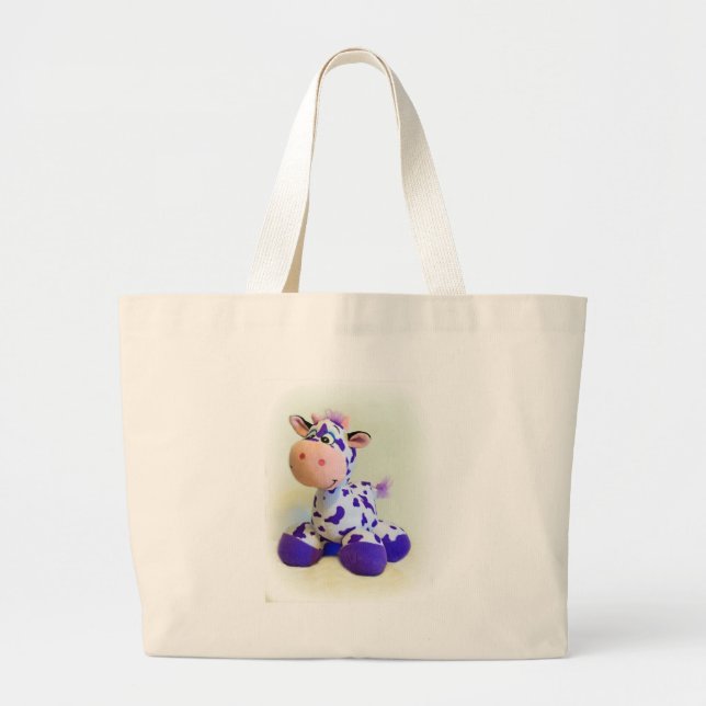 Purple Cow Large Tote Bag (Front)