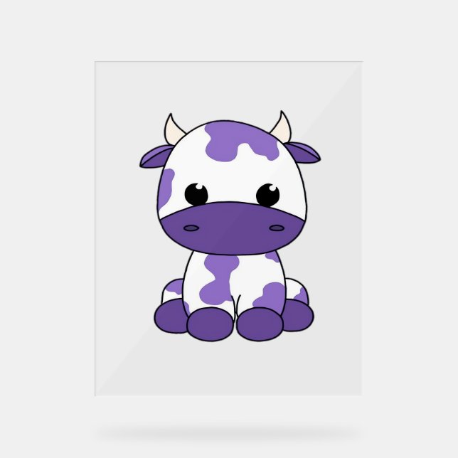 Purple cow Oversized T-Shirt_1 Acrylic Sign (Front)