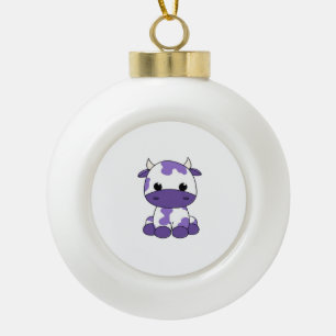 Purple cow Oversized T-Shirt_1 Ceramic Ball Christmas Ornament
