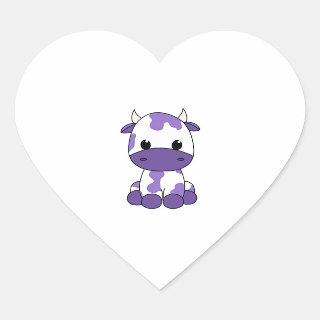 Purple cow Oversized T-Shirt_1 Heart Sticker (Front)