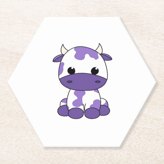 Purple cow Oversized T-Shirt_1 Paper Coaster (Front)