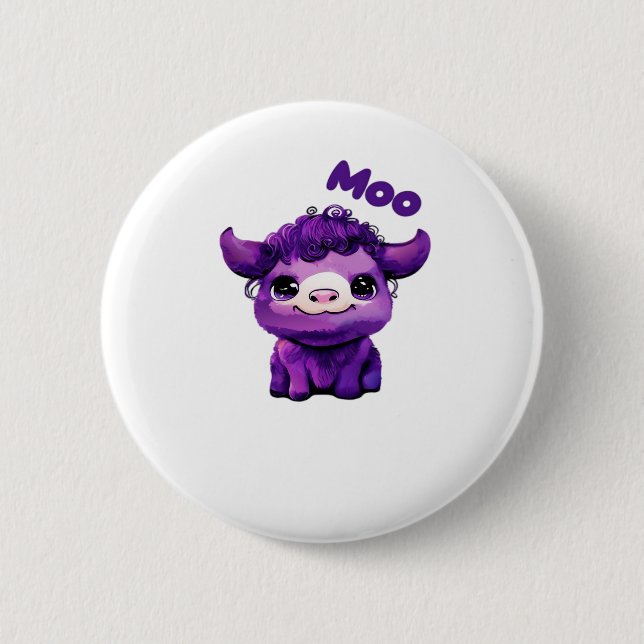 Purple Cow Oversized T-Shirt 6 Cm Round Badge (Front)
