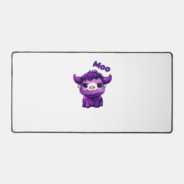 Purple Cow Oversized T-Shirt Desk Mat (Front)