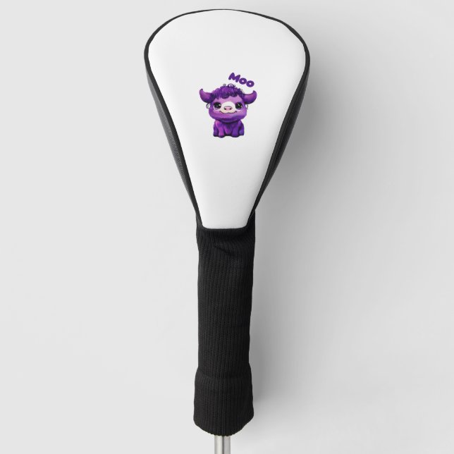 Purple Cow Oversized T-Shirt Golf Head Cover (Front)