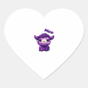Purple Cow Oversized T-Shirt Heart Sticker