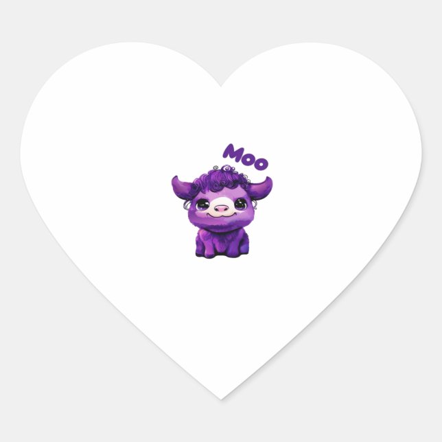 Purple Cow Oversized T-Shirt Heart Sticker (Front)