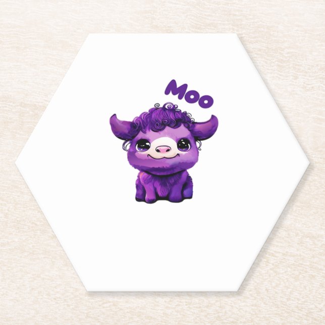 Purple Cow Oversized T-Shirt Paper Coaster (Front)