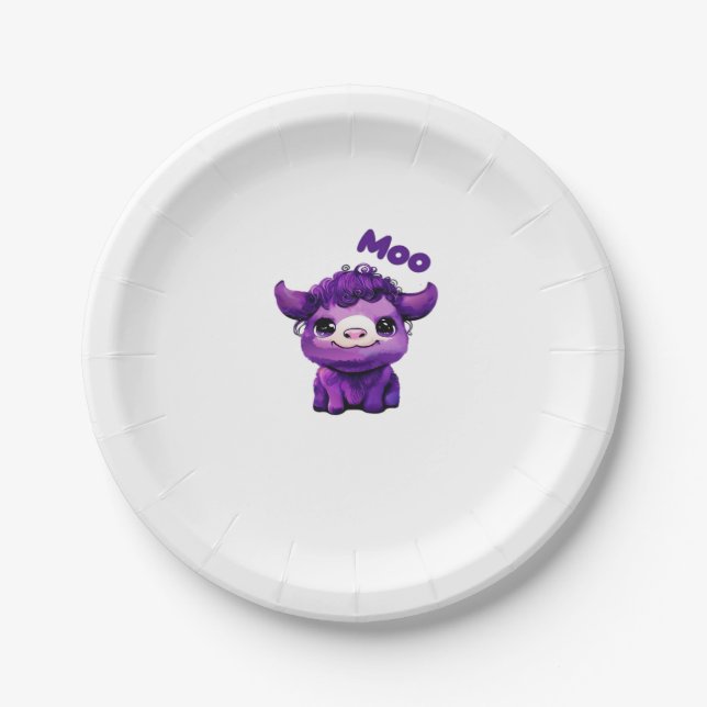 Purple Cow Oversized T-Shirt Paper Plate (Front)