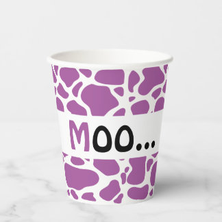 Purple cow pattern baby shower gender  paper cups