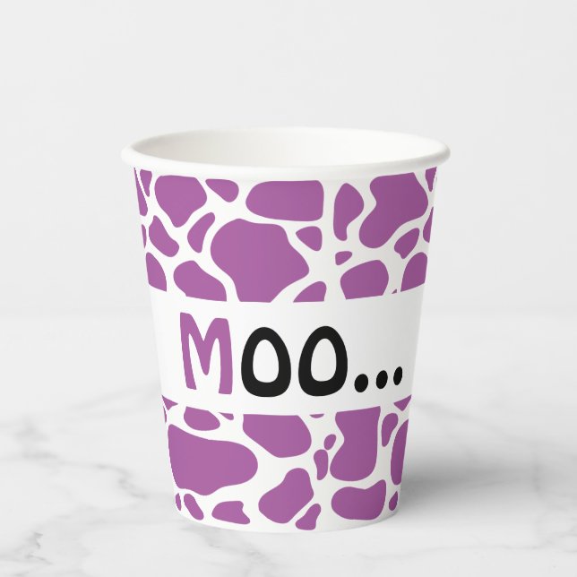 Purple cow pattern baby shower gender  paper cups (Front)
