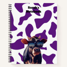 Purple Cow Print Custom Notebook
