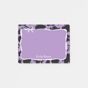 Purple Cow Print & White Bow With Your Name Post-it Notes