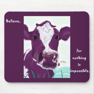 Purple Cow Quite Possibly Contemplating Flight Mouse Mat