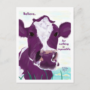 Purple Cow Quite Possibly Contemplating Flight Postcard