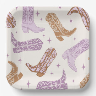 Purple Cowgirl Boot Party Plates