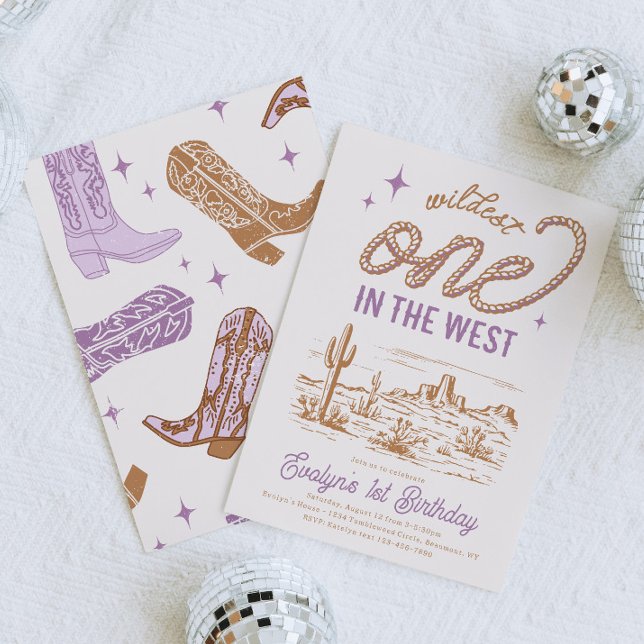 Purple Cowgirl First Birthday Invitation (Creator Uploaded)