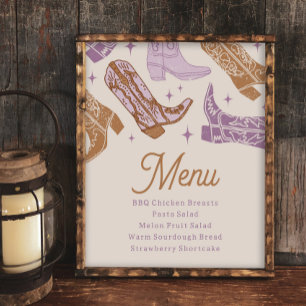 Purple Cowgirl Party Menu Sign