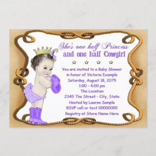 Purple Cowgirl Princess Baby Shower Invitation