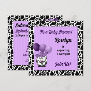 Purple Cowgirl Western Baby Shower Invitation