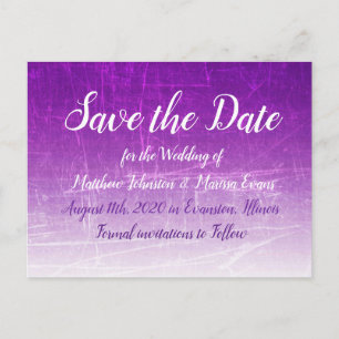 Purple Crackle Personalised Save the Date Postcard