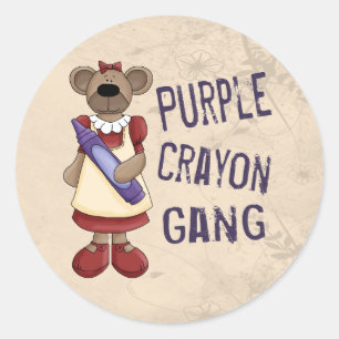 Purple Crayon Gang Classic Round Sticker