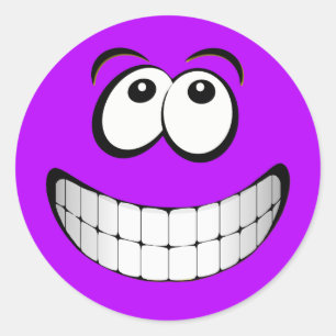 Purple Crazy Eyes Face Classic Round Sticker