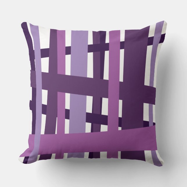 PURPLE CRAZY LINES DESIGN Retro Throw Pillow (Front)
