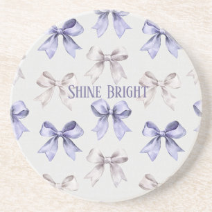 Purple Cream Bows Candle Shine Bright Coaster