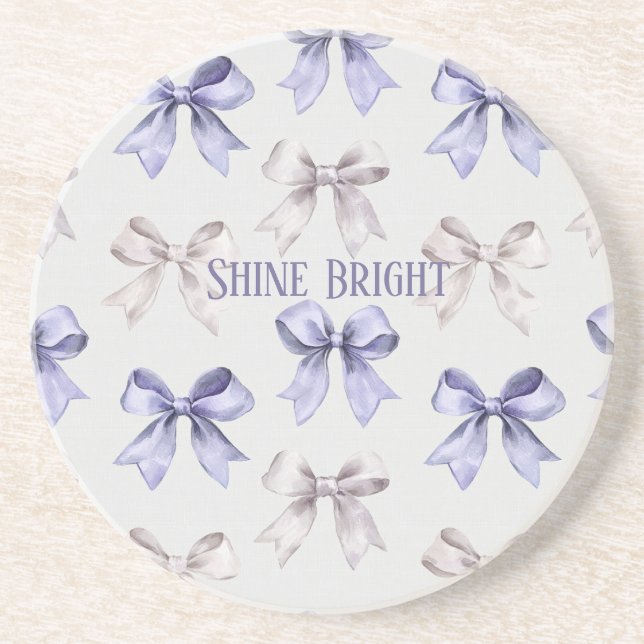 Purple Cream Bows Candle Shine Bright Coaster (Front)
