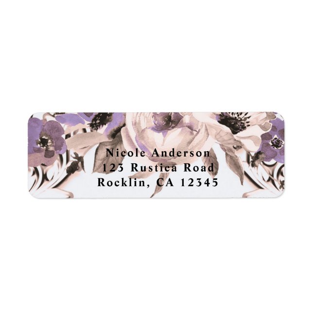Purple Cream Elegant Botanical Floral Wedding (Front)