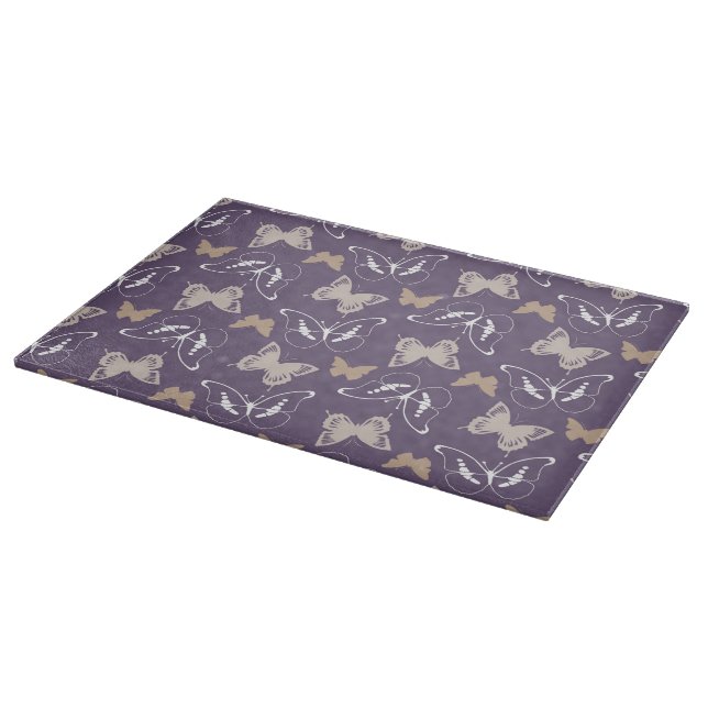 Purple Cream Flight of Butterflies Cutting Board (Corner)